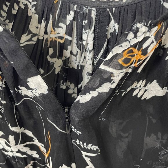 The Kooples Paris Black Short Floral Print Dress with Gathers Women’s Size 0 - Picture 9 of 12